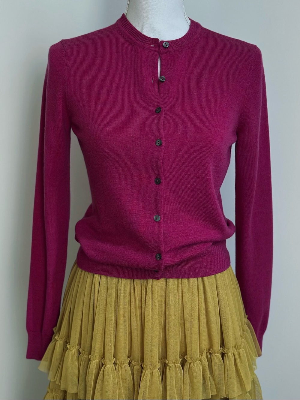 Brooks Brothers Women's Button-Front Cardigan - Beautiful magenta Size M